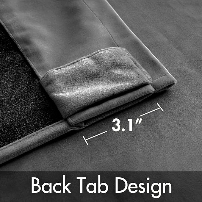 MIULEE Grey Velvet Curtains 90 inches 2 Panels - Luxury Blackout Curtains for Bedroom Living Room Thermal Insulated Super Soft Window Drapes Rod Pocket & Back Tab, W 52 x L 90 inch