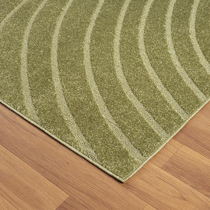LUXE WEAVERS Modern Geometric Wave Green 2x8 Hallway Runner Rug, Contemporary Stain Resistant Carpet
