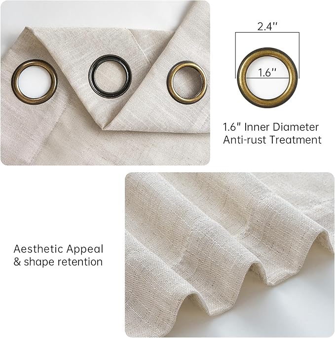 Topfinel Oatmeal Sheer Linen Curtains 84 Inches Long for Living Room Bedroom 2 Panels Sets Thick Linen Textured Light Filtering Farmhouse Boho Neutral Greige Sheer Curtain with Grommet,52" x84