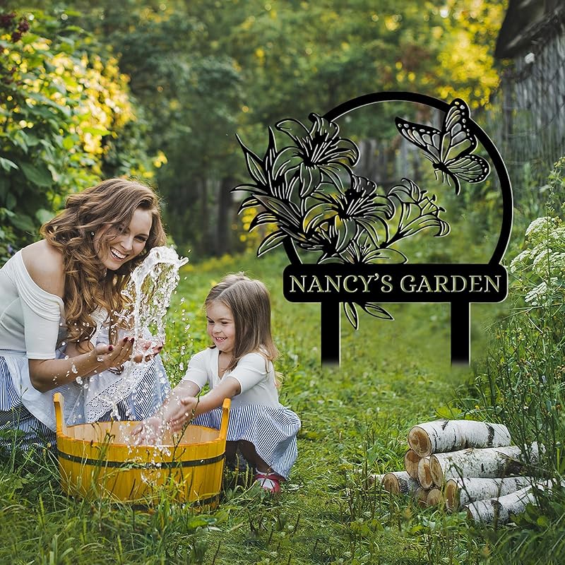Personalized Garden Signs | Customized Metal Yard Sign Stakes | Custom Butterfly Garden Name Sign | Garden Signs to Personalize | Custom Yard Signs with Stakes | Garden Art Outdoor