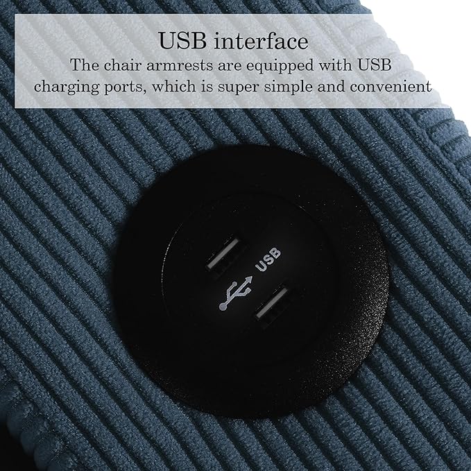 UIXE 3-in-1 Sleeper Chair Pull Out Sofa Bed, Convertible Reclining Seat Upholstered Armchair, Adjustable Backrest Recliner Chair with Side Pockets, Cup Holder & USB Ports - Navy Blue