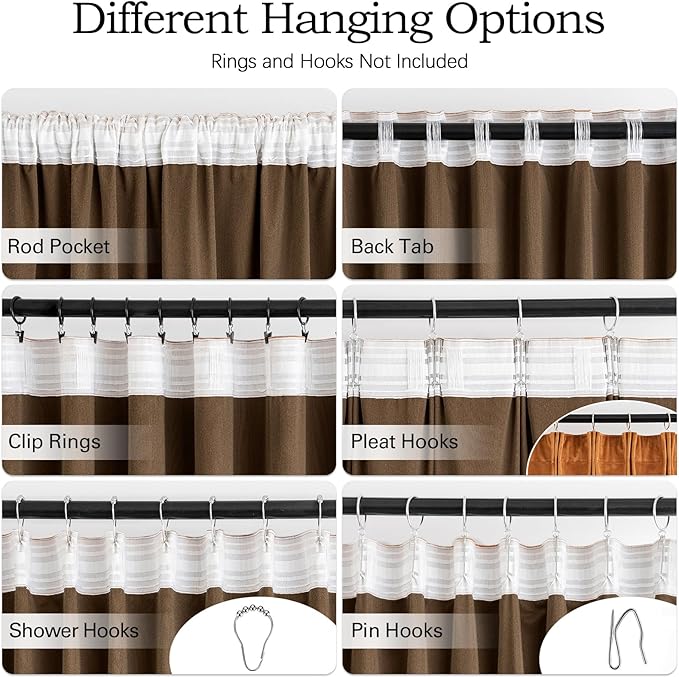 MIULEE Velvet Curtains 108 inches - Pinch Pleated Luxury Room Darkening Curtains for Bedroom Living Room Thermal Insulated Super Soft Window Drapes Rod Pocket, Gold Brown, W52 x L108 inch, 2 Panels