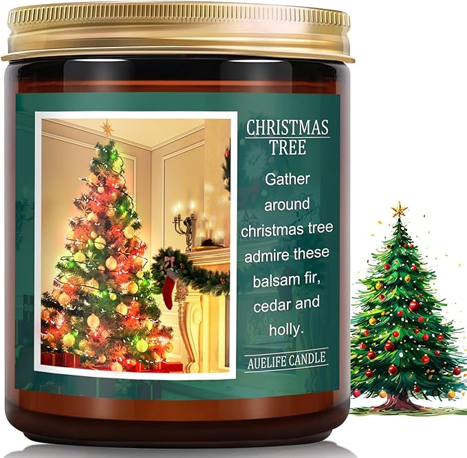 Christmas Tree Candle - Scented Aromatherapy Jar Candle for Home - Winter Holiday Gifts for Women and Men - 7 oz