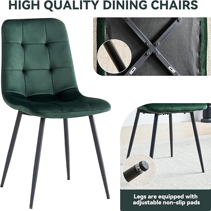 5-Piece Dining Table Set for 4 6 People with Heavy Duty Legs Dining Room Tables Set for 4 Table and Chairs for Living Room Kitchen Apartment(Natural Table with 4 Green Chairs)