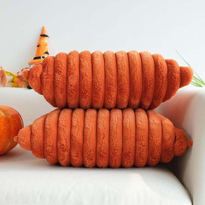 JOJUSIS Pack of 2 Faux Fur Plush Decorative Throw Pillow Covers Couch Cushion Case Soft Pillowcases Farmhouse Fall Home Decor (Rust, 20 x 20-Inch)