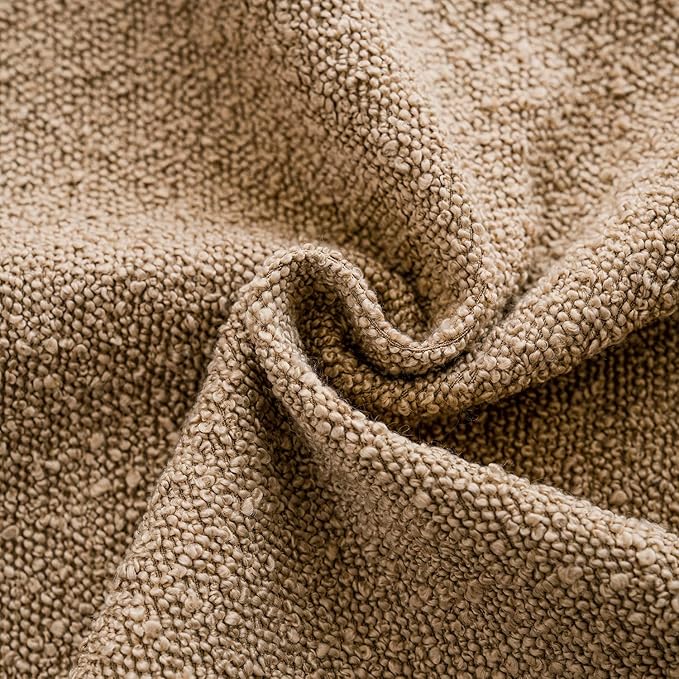 Foindtower Pack of 2, Decorative Textured Boucle Throw Pillow Covers Accent Solid Pillow Cases Cozy Soft Couch Cushion Case for Chair Sofa Bedroom Living Room Home Decor 22 x 22 Inch Taupe Khaki Camel