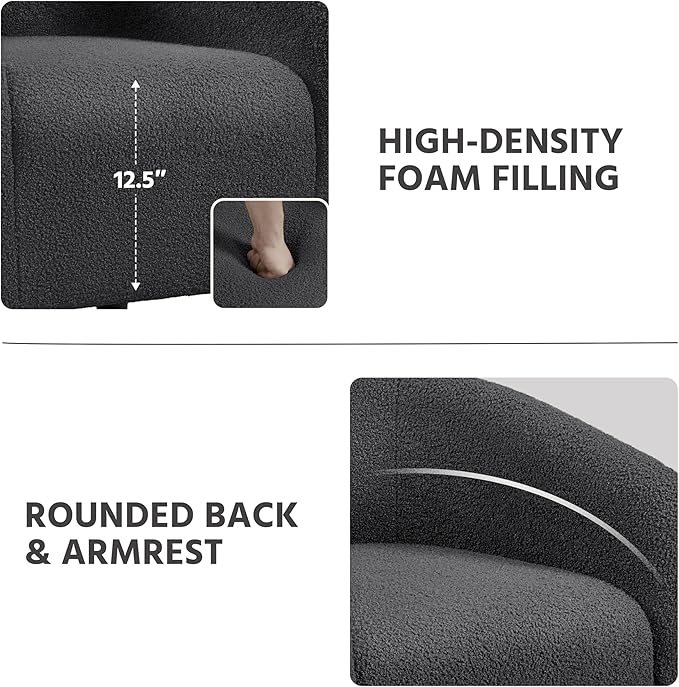 Yaheetech Accent Chairs Set of 2, Furry Living Room Chairs, Sherpa Barrel Chairs with Cozy Soft Padded, Boucle Fabric Armchais for Living Room Bedroom Reception Room Office, Dark Gray