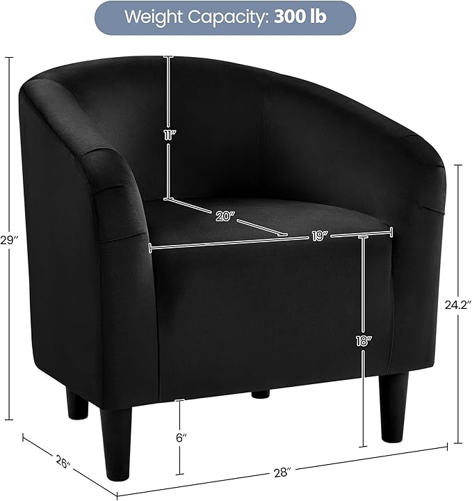 Yaheetech Black Accent Chairs Set of 2, Cozy Velvet Barrel Chair, Modern Club Chair with Soft Padde, Vanity Chair for Living Room/Bedroom/Waiting Room Reception Room, Matte Black