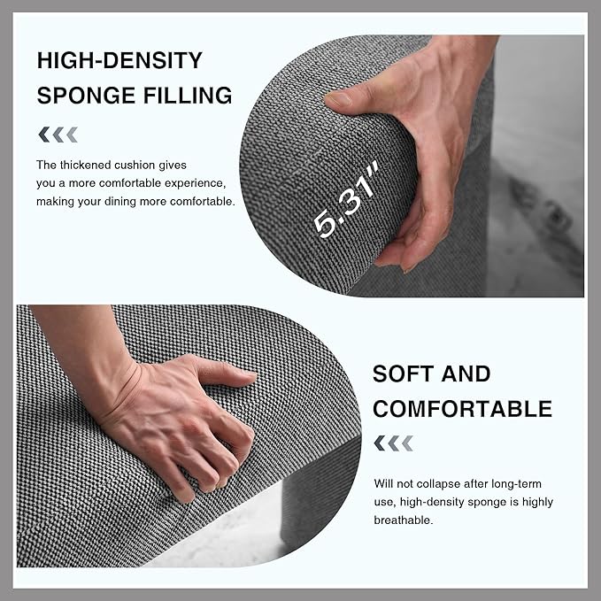 Modern Barrel Dining Chairs Set of 3, Upholstered Linen Dining Room Chair with Wooden Legs, Accent Chairs for Kitchen/Dining Room/Living Room, Black