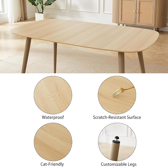 55.1''Dining Table Set for 4,Modern Wood Dining Table,Leather Dining Chairs 4,Table and Chairs Set of 4,Ideal for Kitchen Dining Room (Cat Scratch Table, 55.1")