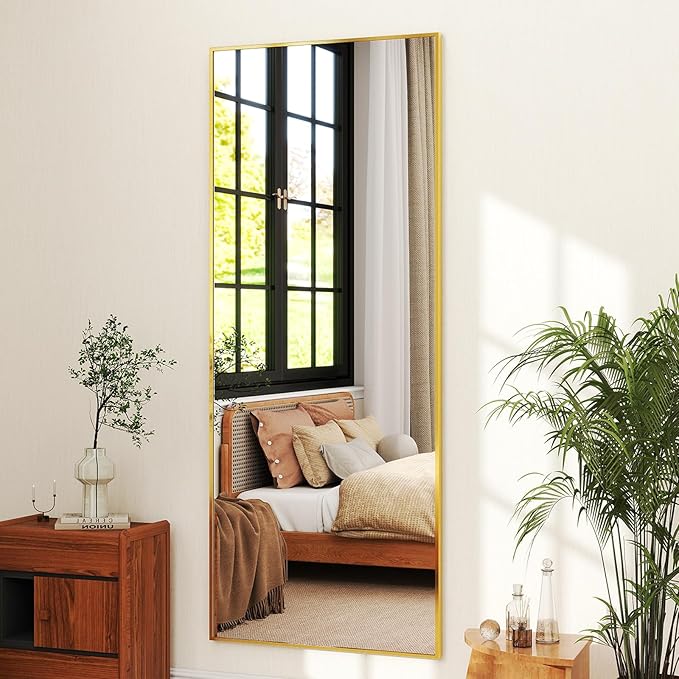 21"x 56" Rectangular Full-Length Mirror with Frame, Large Wall-Mounted or Leaning Floor Mirror for Bedroom, Entryway, and Living Room Décor, Modern Dressing Mirror for Home