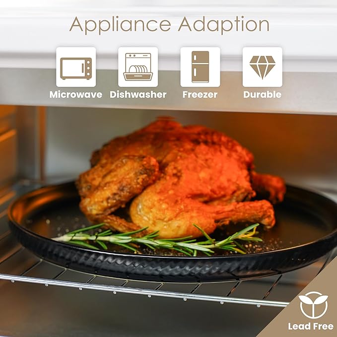 Matte Black Plates and Bowls Set 12pcs, Stoneware Dinnerware Sets for 4, Dishwasher and Microwave Safe Ceramic Dishes Set, Ribbed, Obsidian Night