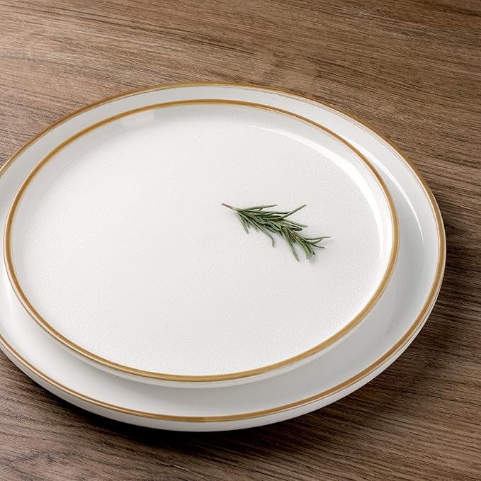 GBHOME Ceramic Dinnerware Sets for 6, 18 Pieces Stoneware Plates and Bowls Sets, Scratch Resistant Dishes, Dishwasher & Microwave Safe, Reactive Glaze-White