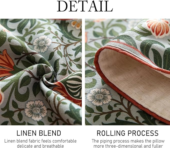 Designer French Green Elegant Linen Table Runner 71 Inches Long,Colorful Flower Pattern Soft Table Runners for Dining Tables,Thanksgiving,Kitchen Tables,Christmas,12"*71"-Naples B