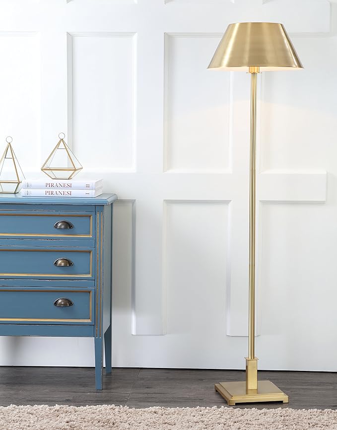 JONATHAN Y JYL6005B Roxy 60" Metal LED Floor Lamp Contemporary,Transitional for Bedrooms, Living Room, Office, Reading, BrushedBrass, Brass Gold