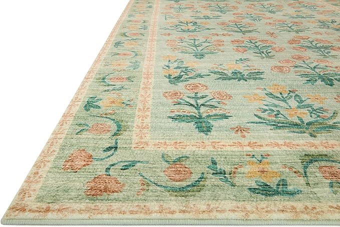 Loloi Rifle Paper Co. Eden Collection EDE-01 Mughal Rose Moss 7'-6" x 9'-6" Area Rug