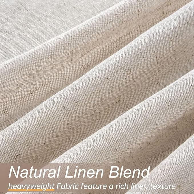 Topfinel Linen Sheer Curtains 84 Inches Long 2 Panels Thick Linen Textured Neutral Farmhouse Flax Ceiling Floor Pleated Curtains Grommet Light Filtering Privacy Drape for Living Room Ofiice Grey Beige
