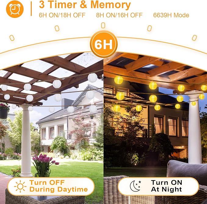 OMIKA Patio Lights Plug in- 40ft 40LED Warm White & Multicolor Mini Lantern Lights Waterproof, Hanging hemp rope String Lights Indoor Outdoor with Remote, Timer for Porch Garden Balcony Party Trees