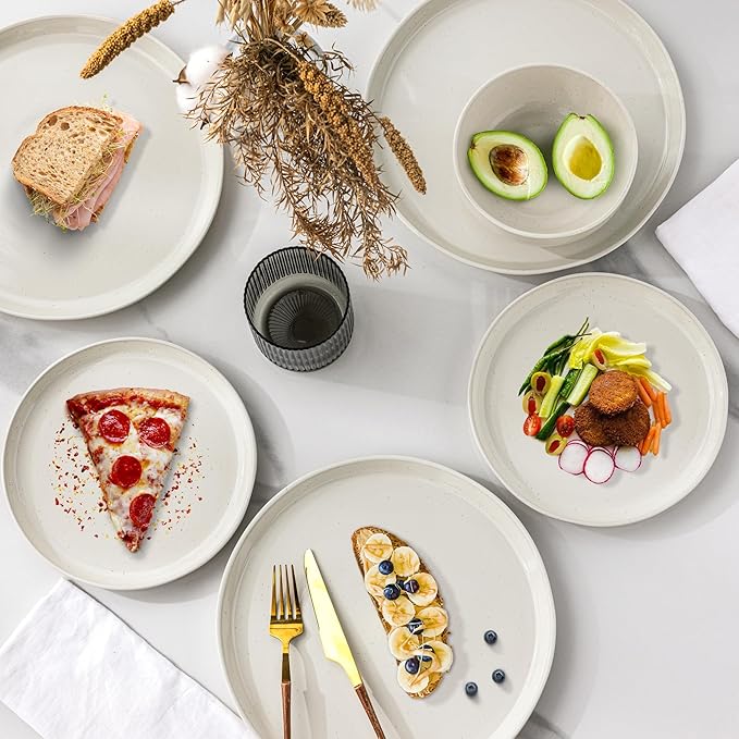 GBHOME Ceramic Dinnerware Sets for 6, 18pcs Stoneware Plates and Bowls Sets, Handmade Chip and Scratch Resistant Dishes Set, Dishwasher & Microwave Safe