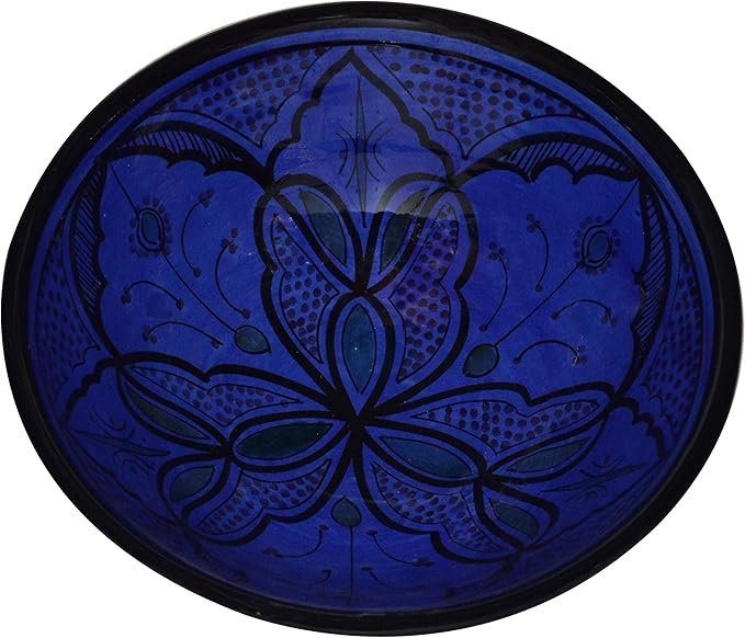 Ceramic Bowls Moroccan Handmade Serving Exquisite Piece With Vivid Colors 12 inches Across