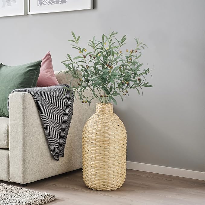 SHACOS 3 PCS 39" Fake Olive Tree Branches Olive Stems Large Tall Artificial Greenery Stems Bulk Faux Olive Branches for Vase Olive Leaves Plant Branch Greenery Decor