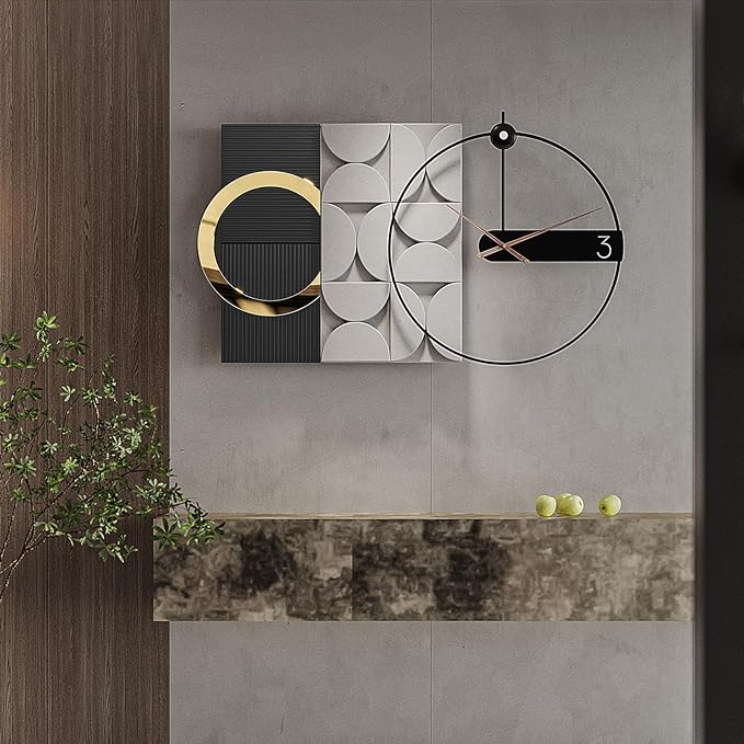 Wall Clock Large Oversized 30 Inch - Modern Nordic Style Black Metal, Battery Operated Silent Non-Ticking Decorative Clock for Living Room Bedroom Office
