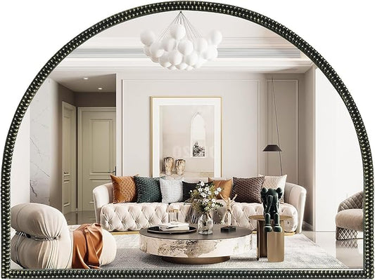 WallBeyond Black Vintage Mirror for Vanity 32x24 Inch, Gold Antique Mirror with Ornate Beaded Frame for Bathroom, Living Room, Fireplace, Entryway