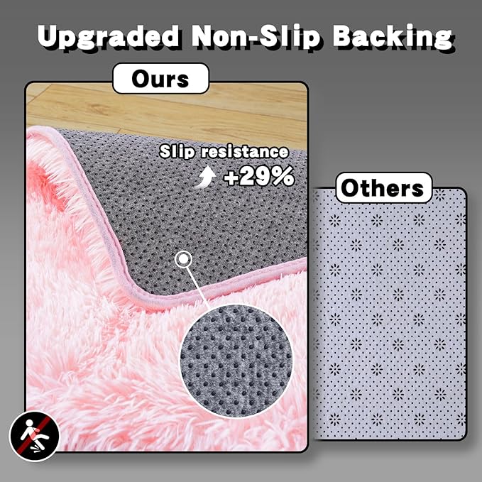 9x12 Area Rugs for Living Room, Pink Fluffy Shaggy Rug Soft Carpets, Big Rugs for Bedroom Nursery Kids Room Dorm Home Decor Aesthetic