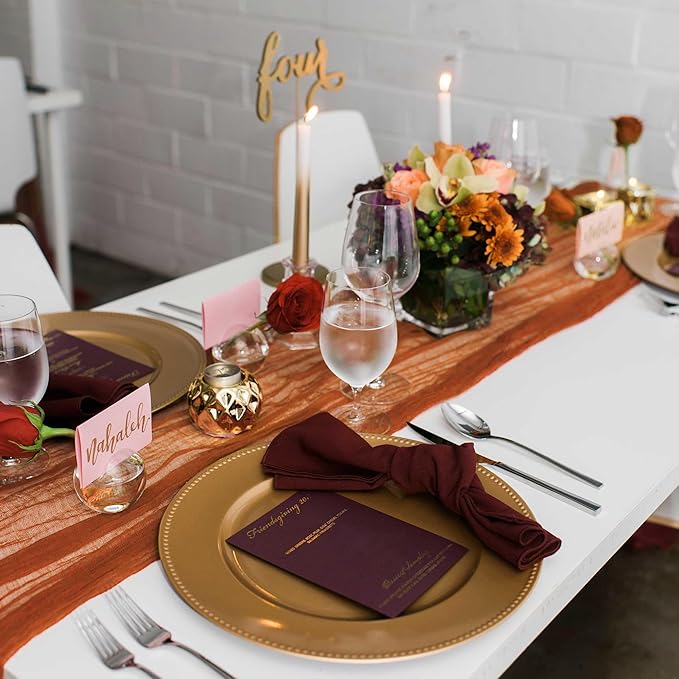 8 Pack 10 ft Terracotta Cheesecloth Table Runner 35 x 120 Inches Boho Gauze Easter Cheese Cloth Table Runners Romantic Sheer Table Runner for Wedding Centerpiece Bridal Shower Party Decorations