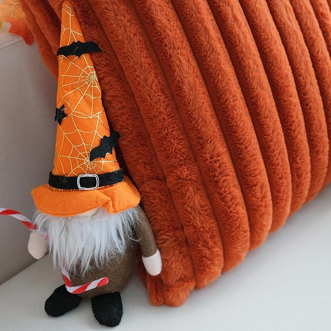 JOJUSIS Pack of 2 Faux Fur Plush Decorative Throw Pillow Covers Couch Cushion Case Soft Pillowcases Farmhouse Fall Home Decor (Rust, 22 x 22-Inch)