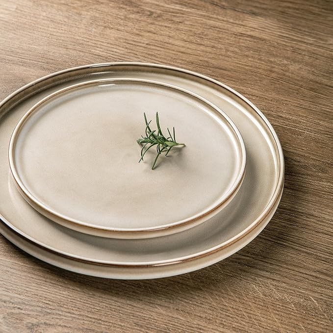 AmorArc Ceramic Dinnerware Sets, Handmade Reactive Glaze Stoneware Plates and Bowls Sets,Highly Chip and Crack Resistant | Dishwasher & Microwave Safe Dishes Set, Service for 8 (24pc)