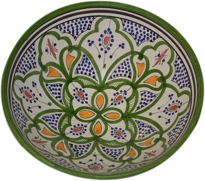 Treasures Of Morocco Ceramic Bowls Moroccan Handmade Serving Exquisite Piece With Vivid Colors 10 inches in Diameter