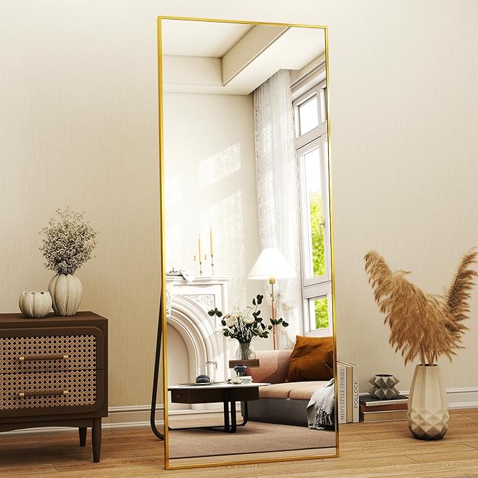 21"x 56" Rectangular Full-Length Mirror with Frame, Large Wall-Mounted or Leaning Floor Mirror for Bedroom, Entryway, and Living Room Décor, Modern Dressing Mirror for Home