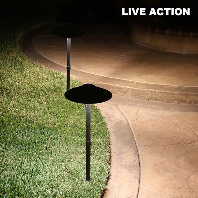 3W LED Landscape Lights Landscape Lighting Low Voltage Outdoor Pathway Lighting Replaceable LED Bulb 3000K Aluminum housing with ABS Ground Stake for Yard Patio Driveway Black, Pack of 6