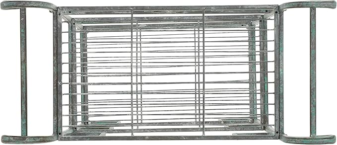 SAFAVIEH Outdoor Collection Noreen Victorian Scroll Antique Dark Green Wrought Iron 3-Tier Shelf