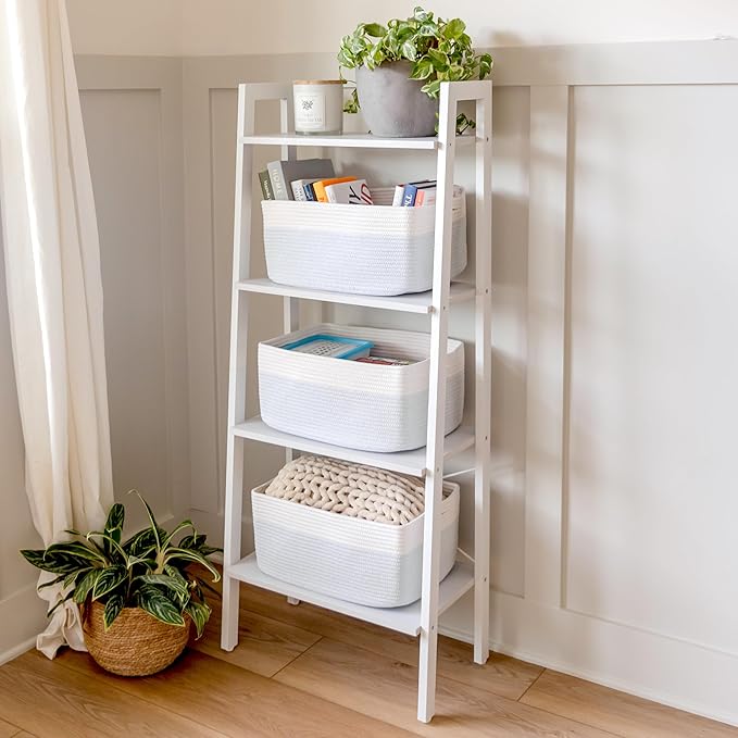 NaturalCozy Storage Baskets 16.8”x13”x7.6” Cotton Rope Woven Baskets for Organizing 3-Pack | Toy Storage Bins | Basket for Shelves, Laundry, Blanket, Clothes, Closet, Kitchen, Bathroom, Gifts