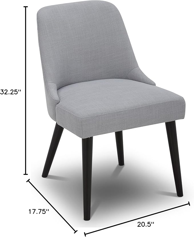 CHITA Mid-Century Modern Dining Chair, Upholstered Fabric Accent Chairs, Set of 2, Light Grey in Performance Fabric