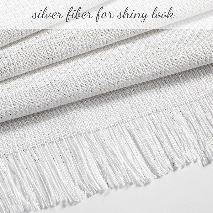 MYSKY HOME 90 Inch Semi Sheer Curtains for Sliding Glass Door Windows, Living Room Decoration Cotton Silver Sparkling Drapes Soft Comfortable Touch Farmhouse Country Patio, 50" Width, 2 Panels