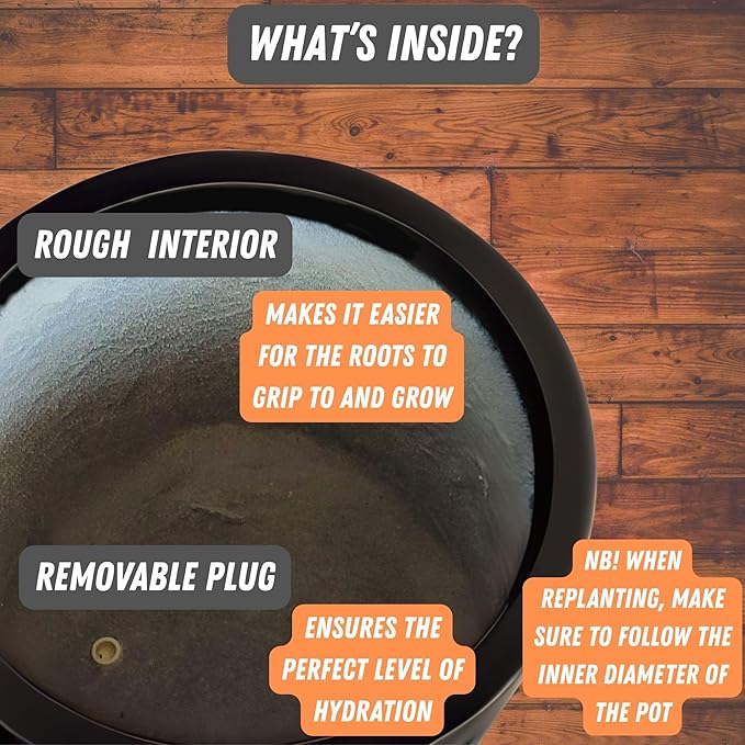 Fox & Fern 10 Inch Black Plant Pot with Drainage Plug — Premium Lightweight Fiberstone Matte Black Planter; 10 Inch Pots for Plants; for Indoor & Outdoor Use; Weather Resistant & UV Resistant