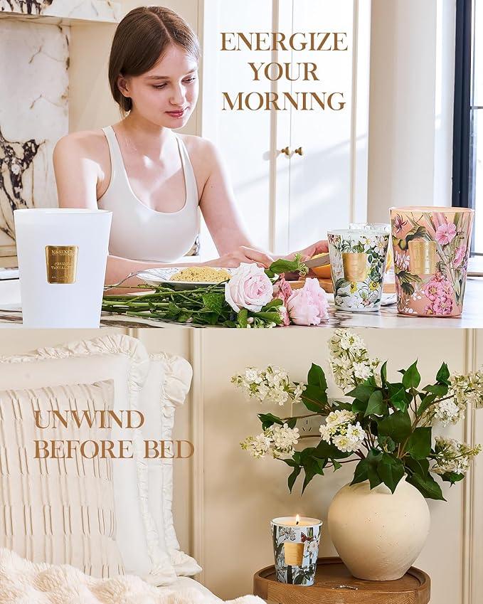 M&SENSE Summer Sea Air Scented Candle, 35 OZ Extra Large 3 Wick Natural Soy Wax Candles 150 Hours Long Lasting Slow Burning, Candles Gift for Spring Home Decor