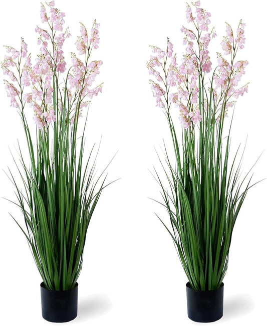Green Onions Home Decor Fake Plants Lily of The Valley Snake Plant Home DéCor Accents Artificial Grass Room Decor Artificial Plants Indoor Artificial Grass 47" 2PCS（Pink）