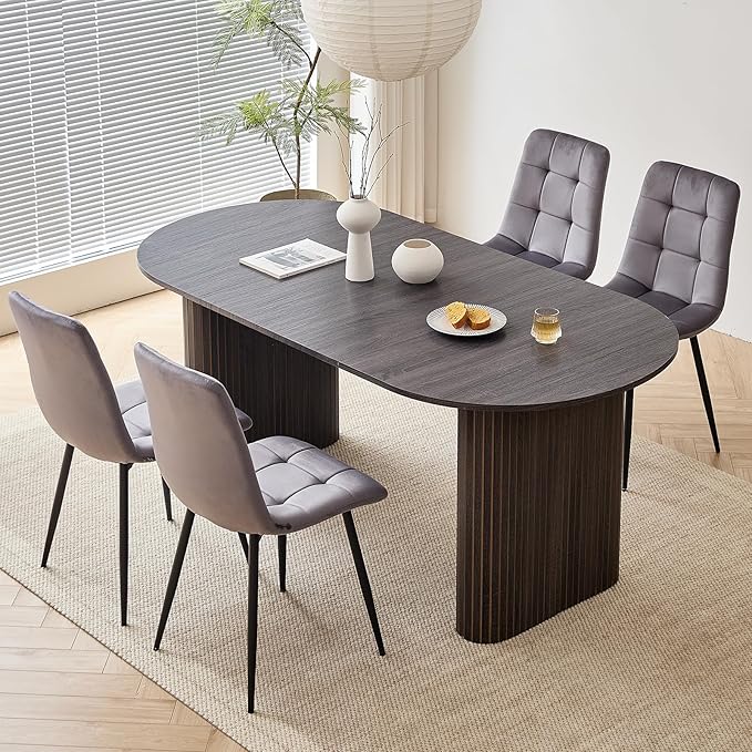 5-Piece Dining Table Set for 4 6 People with Heavy Duty Legs, Dining Room Table Chairs Set for Living Room, Kitchen, Apartment