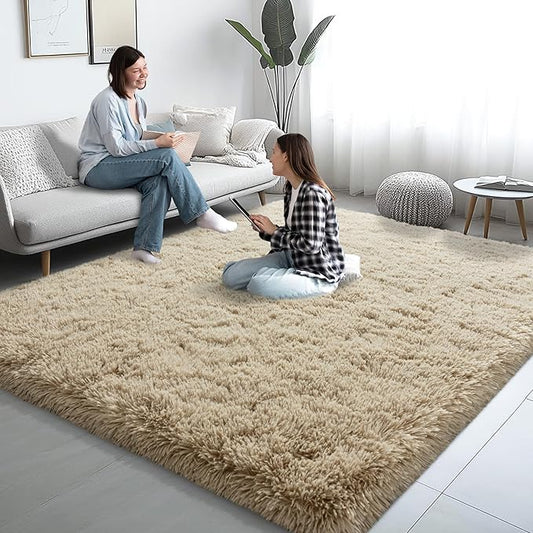 6x9 Area Rugs for Living Room, Fluffy Shaggy Rug Soft Carpets, Rugs for Bedroom Nursery Kids Room Dorm Home Decor Aesthetic, Light Tan
