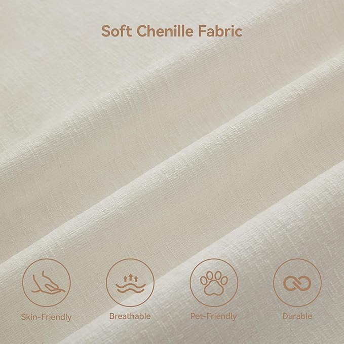 103'' Cloud Modern 3 Seater Couch with Detachable Headrest, Modular Sectional Sofa with Ottoman, Oversized L Shape Chenille Comfy Sofa with Armrests for Living Room, Beige