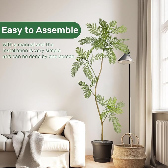 5.7FT Artificial Tree Fake Jacaranda Tree,Faux Tall Tree Lifelike Green Leaves Large Plants Indoor Fake Trees for Home Decor