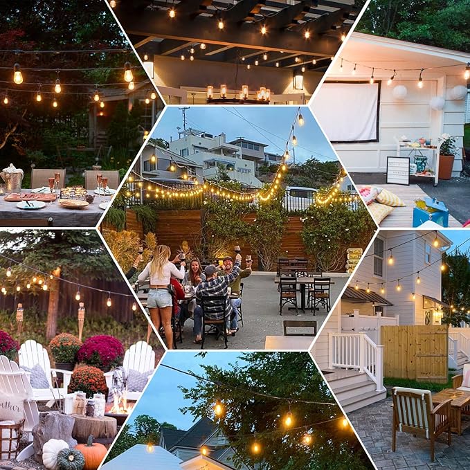 GANA 12V Low Voltage & Safe LED Outdoor String Lights,32FT 10 Shatterproof Bulbs, 2200K Warm White Pergola Lights for Your House's Pergola, Garden, Fence, Porch, and Balcony (32FT-96CRI)