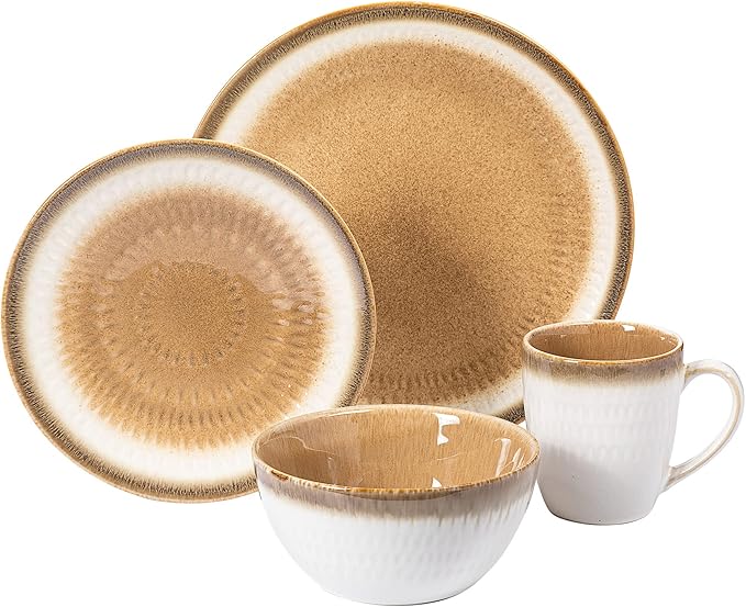 Gibson Elite Moonstruck 16-Piece Dinnerware Set, Orange, Service for 4 (16pcs)