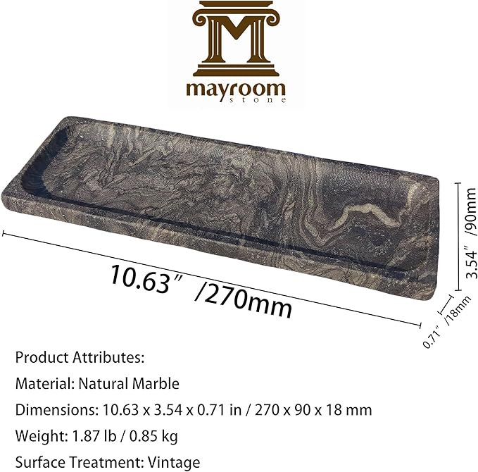 Vintage Marble Storage Vanity Tray: 10.6” x 3.5” Rectangular Decorative Tray for Bathroom Kitchen Dresser Desk Jewelry Holder Home Decor, Galactic Stars