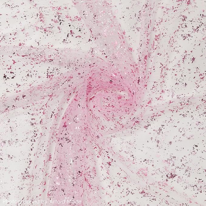 Artoid Mode 6PCS Pink Gold Gauze Table Runner 120 Inch 10FT, Glitter Metallic Foil Sheer Dining Wedding Anniversary Holiday Table Decor for Home Party