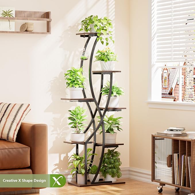 Plant Stand Indoor with Grow Light, 55" Plant Shelf for Indoor Plant Multiple, 7 Tiered Metal Corner Plant Stand Plant Holder Flower Stand Display Rack for Patio, Garden, Balcony, Living Room
